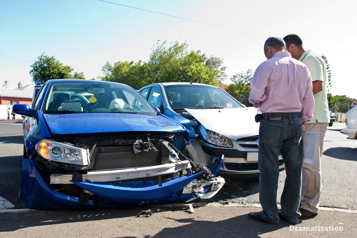 Up close angle of two cars after a personal injury crash